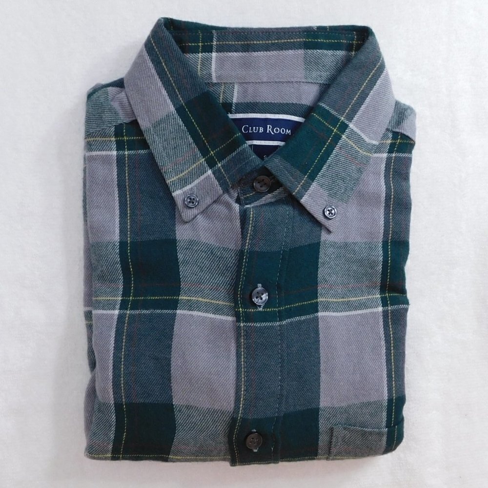 Green Flannel Long Sleeve Shirt Small 608356927349